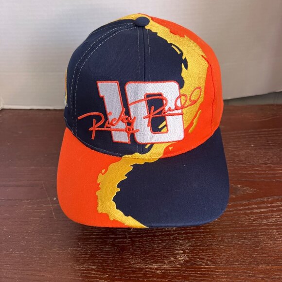 Vintage Ricky Rudd NASCAR #10 Track Gear Snapback Hat Orange & Navy X3 - Picture 1 of 5
